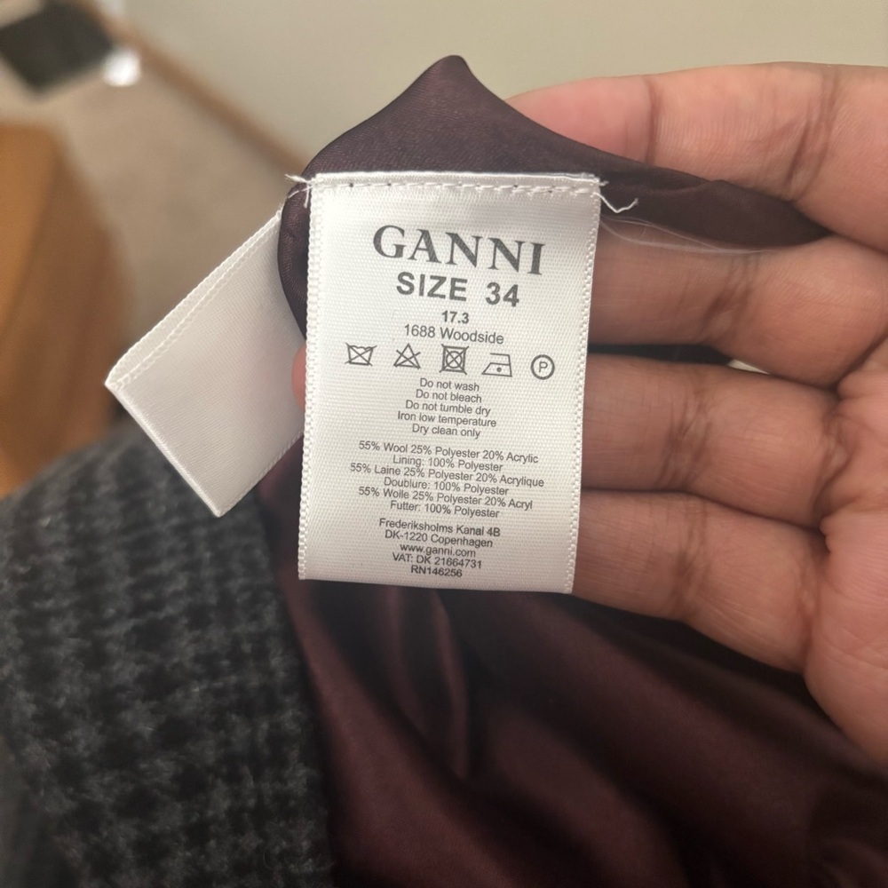 Ganni Woolside Wool Slip Dress Ebony Melange size 34 NWOT - Picture 6 of 7